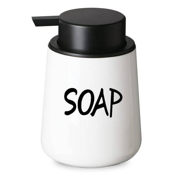 Farmhouse Ceramic Dish Soap Dispenser with Pump.Hand Soap Dispenser, 12oz Dish Soap Pump for Bathroom (SOAP, White)