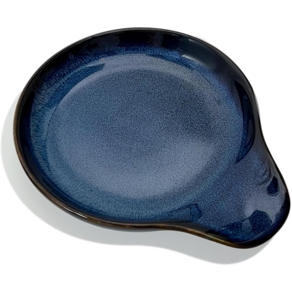 Farmhouse Ceramic Spoon Rests Holder,Coffee Spoon,Cooking Utensil,Ladles, Tong for Kitchen Counter Stove Top (Ocean Blue)