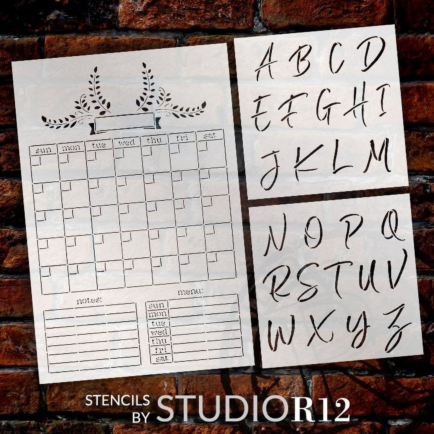 Farmhouse Chalkboard Calendar & Monogram 3-Part Stencil Set by StudioR12  DIY Home & Kitchen Decor Craft & Paint Wood Signs Size 16 x 24 inch -  Walmart.com