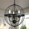 thumbnail image 1 of Farmhouse Chandelier 3 Light Industrial Rustic Chandelier Dining Room Lighting Fixtures Hanging Black Globe Orb Pendant Light Fixture for Kitchen Island Bedroom, 1 of 9