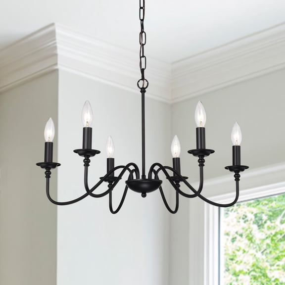 Farmhouse Chandelier Modern Pendant Lighting Black Pendant Light Fixtures 6-Light Industrial Iron Chandeliers for Dining Room