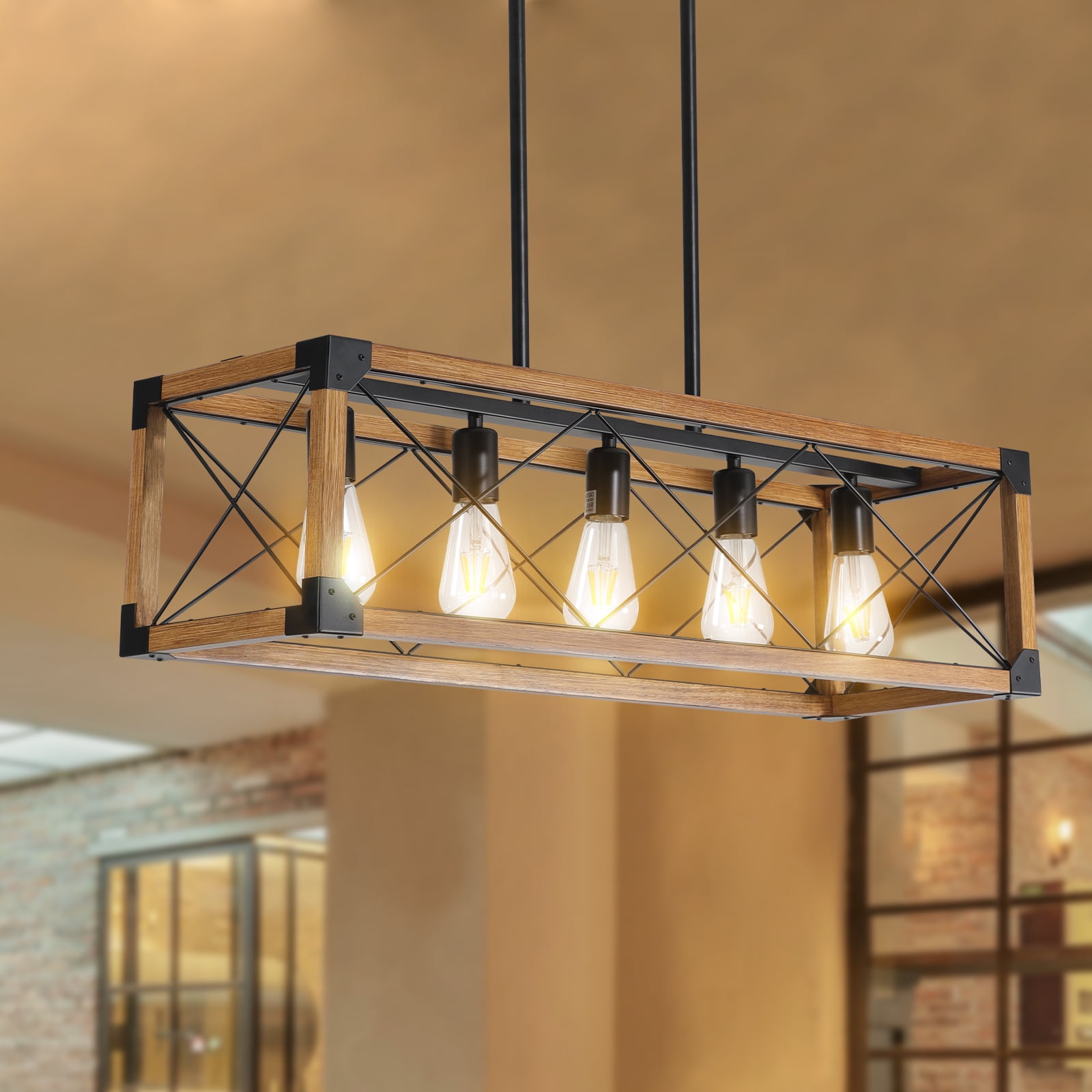 Farmhouse Chandelier for Dining Room, Rustic Kitchen Island Light ...