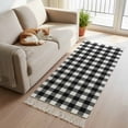 thumbnail image 1 of Farmhouse Checkered Kitchen Runner Rug 2'x4', Black White Buffalo Plaid Washable Rug with Tassels, Non Slip Woven Cotton Bathroom Rugs Hallway Carpet for Foyer Bedroom Entry Back Door Decor, 1 of 9