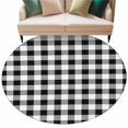 thumbnail image 1 of Black and White Plaid Large Area Rugs for Bedroom Living Room, Soft Non Slip Carpet Bedside Rug, Farmhouse Checkered Buffalo Round Floor Cover Kitchen Accent Rug 6' for Dining Room/Office, 1 of 9