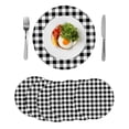 thumbnail image 1 of Farmhouse Checkered Round 13 Inch Placemats Set of 6, Black White Buffalo Plaid HeatResistant Non Slip Place Mats for Dining Table, Wipeable Braided Kitchen Table Mats for Housewarming, 1 of 9