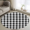 thumbnail image 1 of Black and White Plaid Round Area Rug 3.3 FT, Non Slip Small Entryway Kitchen Mat, Farmhouse Checkered Buffalo Washable Soft Circular Rug Non-Shedding Door Mat for Bathroom Playroom Kids Room, 1 of 9