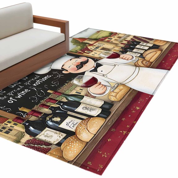 Farmhouse Chef Area Rug 4x6 Washable Rug Non Slip Vintage Kitchen Bountiful Wine Bakery Large Area Rug Indoor Floor Carpet for Entryway Bedroom Kitchen Living Room Home Office Dining Room Nursery