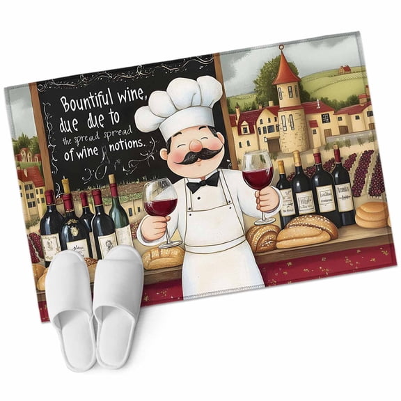 Farmhouse Chef Bathroom Rug Washable 2x3 Entryway Rug Non Slip Vintage Kitchen Bountiful Wine Bakery Front Door Mat Low Pile Indoor Doormat Throw Floor Carpet for Kitchen Bedroom Entrance