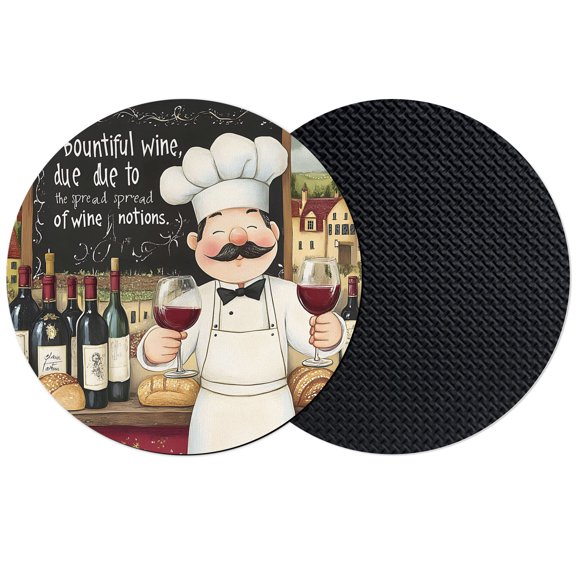 Farmhouse Chef Coasters Set of 2, Absorbent Coasters for Drinks, Vintage Kitchen Bountiful Wine Bakery Coaster for Desk Coffee Table Protection, Home Decor House Warming Gifts 4"