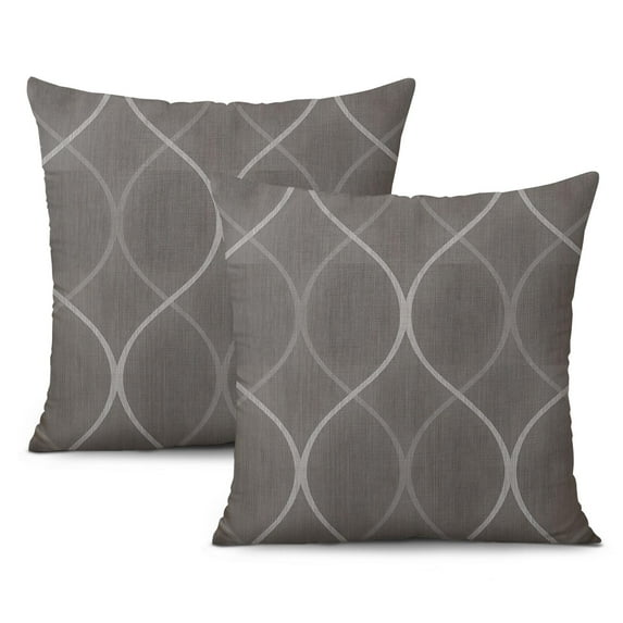 Farmhouse Chic Grey and Beige Patchwork Throw Pillow Covers, 16x16 Inch (Pack of 2) for Modern Home Decor