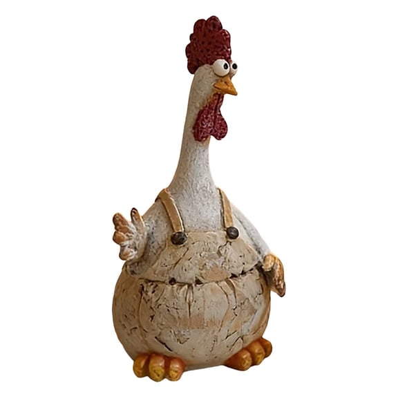 Farmhouse Chicken Figurine Set, Rustic Resin Hen Rooster Statue Decor for Kitchen Table Shelf Desktop Country Style Home Ornament