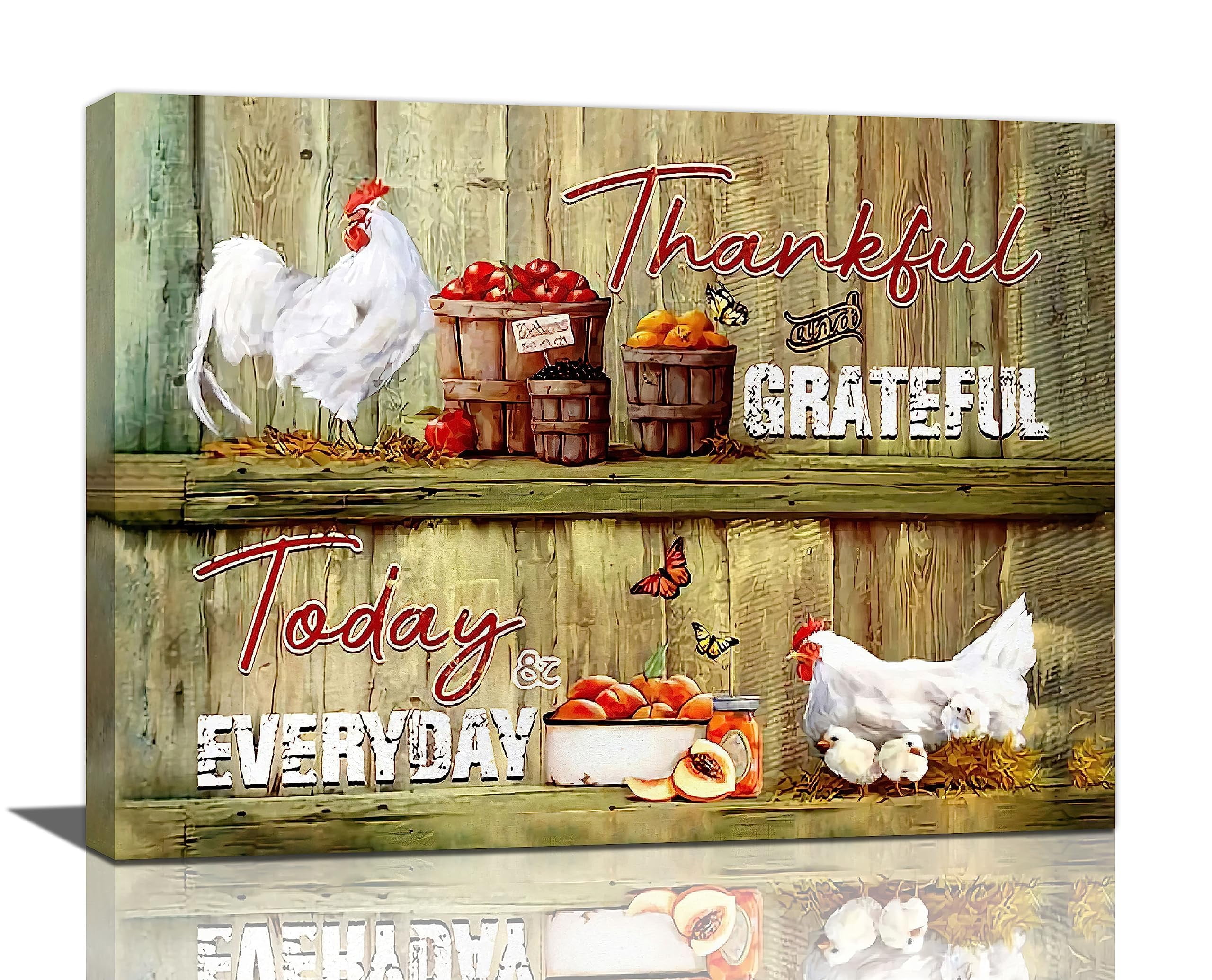 Farmhouse Chicken Kitchen Decor YPF5 Wall Art Country Roosters Pictures