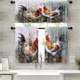thumbnail image 1 of Farmhouse Chicken Kitchen Window Curtains Valance and Tier Set 36 Inch, Watercolor Rooster Happy 3 Piece Window Treatment Tiers for Living Room Bedroom Animal Kitchen Decor Drapes, 1 of 6