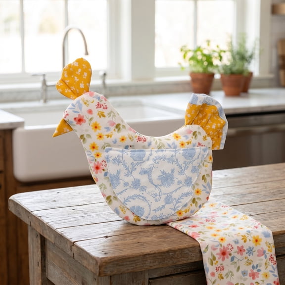 Farmhouse Chicken Oven Mitts Set of 1, Heat Resistant Quilted Pot Holders Kitchen Gloves Rustic Farmhouse Kitchen Decor, Cute Chicken Lover Gift for Cooking & Baking B