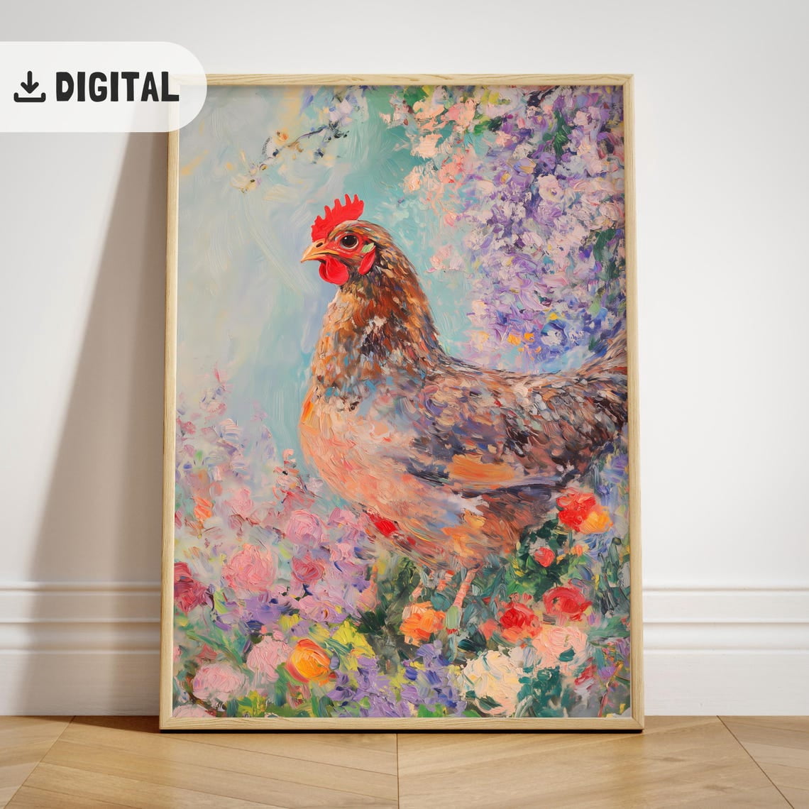 Farmhouse Chicken Poster, Cottagecore Wall Art, Farm Hen Poster Home ...