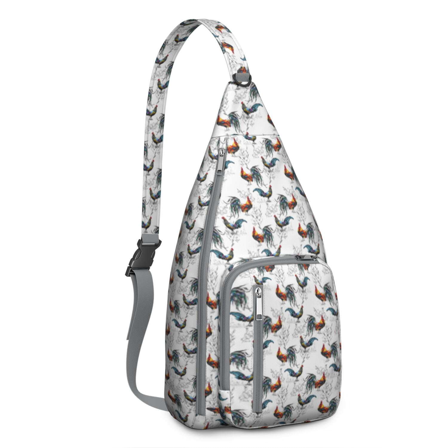 Farmhouse Chicken Print Canvas Sling Bag - Retro Rooster & Eggs Crossbody Shoulder Pack for Men/Women, Cute Farm-Themed Casual Daypack (Rustic Chick Coop Design, Lightweight & Durable)