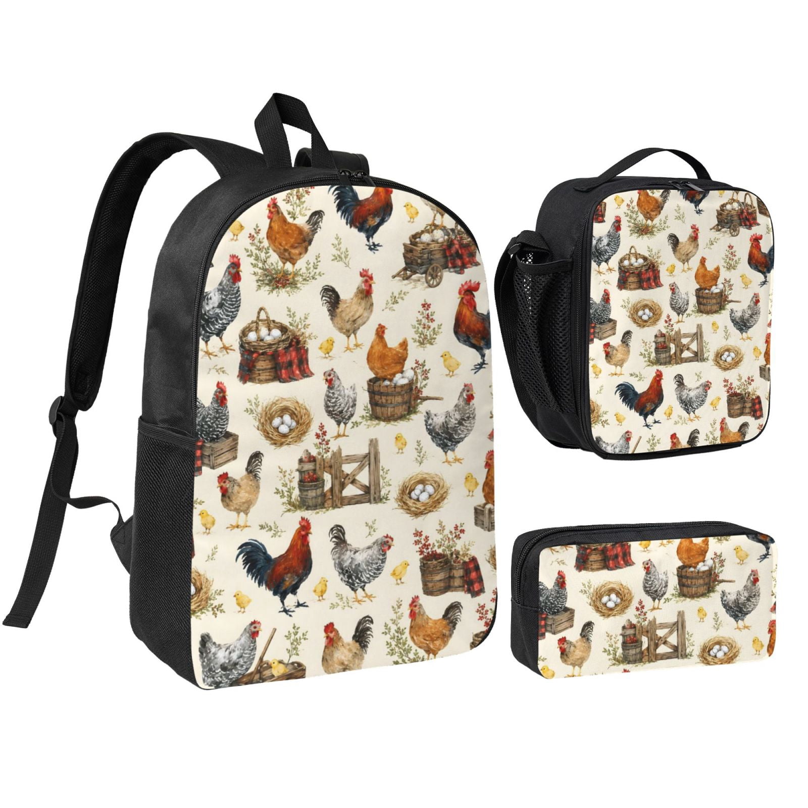 Farmhouse Chicken Rooster Backpack Set 3pc Including  display picture 2