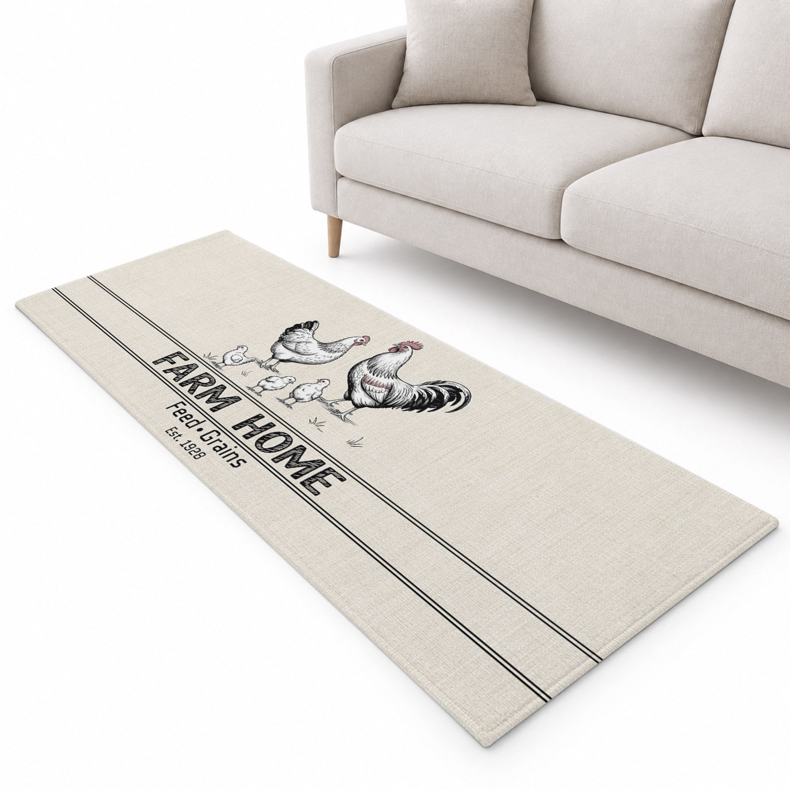Farmhouse Chicken Runner Rug 2.6'x8', Farm Home Vintage Soft Mat Non ...