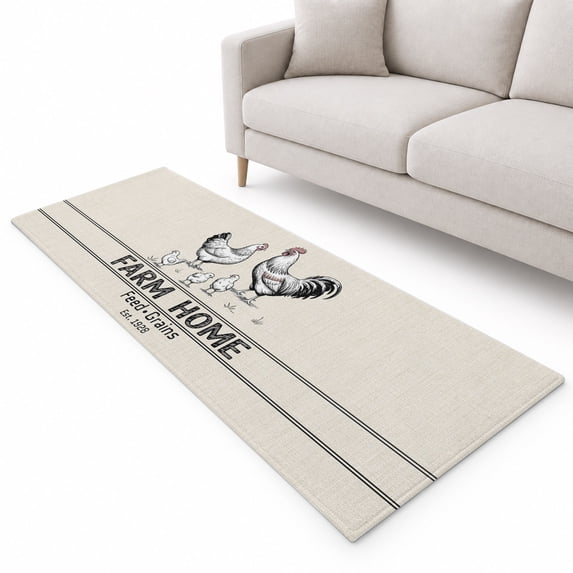 Farmhouse Chicken Runner Rug 2.6'x8', Farm Home Vintage Soft Mat Non ...