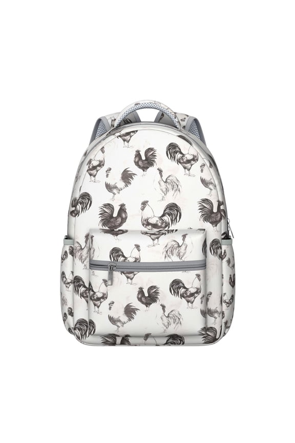 Farmhouse Chicken School Backpack for Student Cartoon Hen and Egg Print Rustic Cute Chick Pattern Artistic Farm Design Bookbag