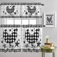 thumbnail image 1 of Farmhouse Chicken Star Wood Board Curtain Tier and Valance Set 3 Piece, Black White Checkered Style 3-inch Rod Pocket Window Tier Curtains Valance for Kitchen Living Room, 1 of 9