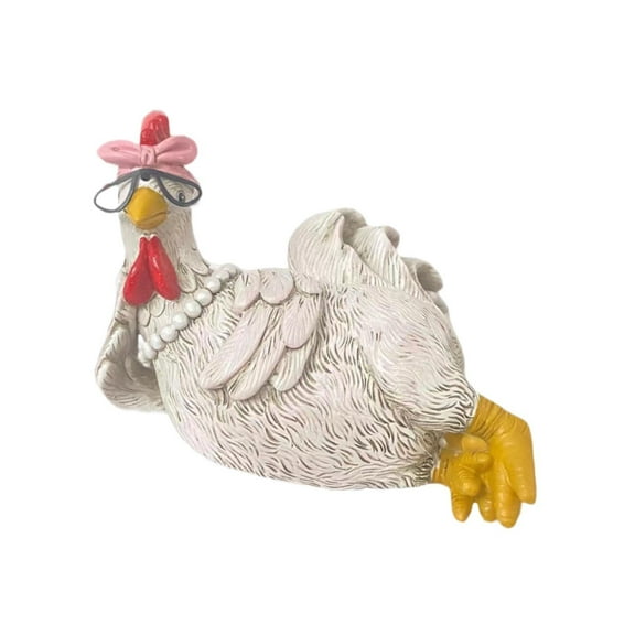 Farmhouse Chicken Statue – Hand-Painted Resin Decor For Home, Kitchen, Or Office, Cute Rooster Sculpture With Rustic Country Style, Perfect Shelf/Desk Decor And Unique Gift Idea, 6.5 Inches