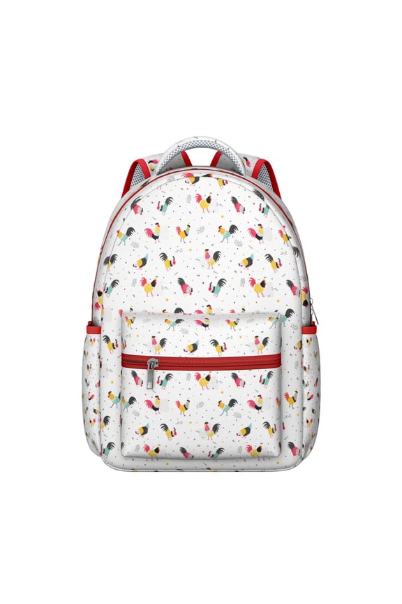 Farmhouse Chicken Student Backpack for Student Cartoon Egg Hen Chick Pattern Rustic Cluck Coop Design Farm Print School Bag