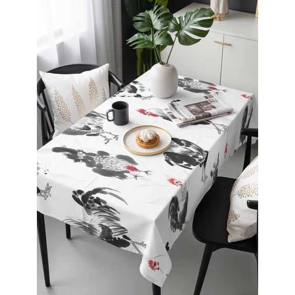 Farmhouse Chicken Tablecloth Rectangle Table Cloth 60x120, Waterproof Tablecloth Outdoor Table Cloth, Retro Pastoral Feathers Animal Washable Table Cover for Kitchen Dinning Party
