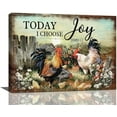 thumbnail image 1 of Farmhouse Chicken Wall Art Country Rooster Hen Chicks Flowers Barn Pictures Wall Decor Rustic Canvas Prints Painting Farmhouse Framed Artwork for Kitchen Bedroom Living Room 16"x12", 1 of 6