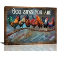 thumbnail image 1 of Farmhouse Chicken Wall Decor Rustic Rooster Pictures Wall Art God Says You Are Canvas Print Painting Modern Home Framed Artwork For Living Room Bathroom Bedroom 12"X16", 1 of 6