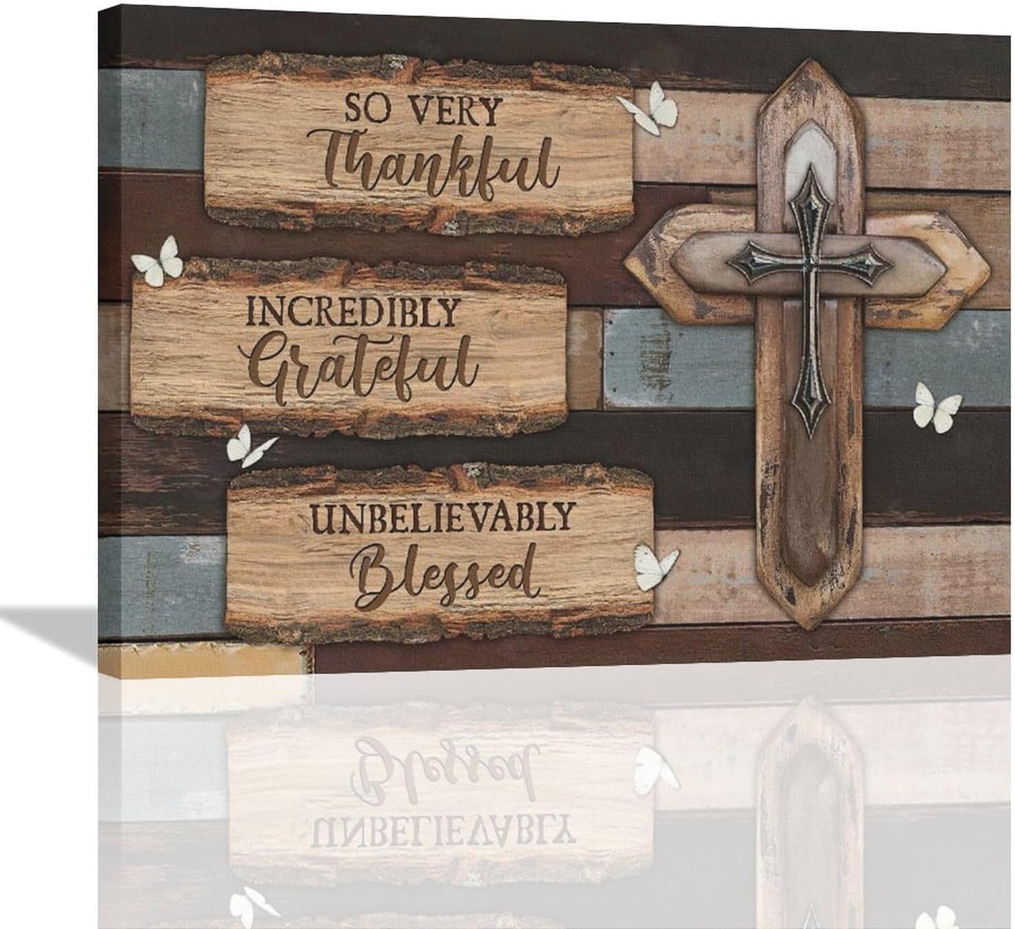 Farmhouse Christian Cross Wall Art Rustic Religious Cross Wall Decor Thankful Grateful Blessed