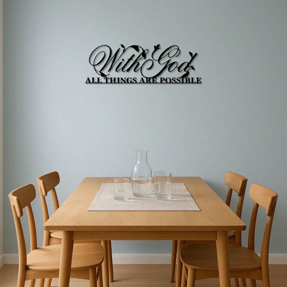 Farmhouse Christian Metal Wall Art  Rustic Bible Verse Sign 'With God All Things Are Possible'  Inspirational Scripture Decor For Home  Religious Wall Hanging  Faith-Based Housewarming Gift