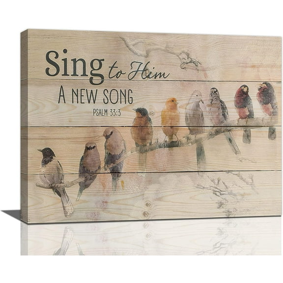 Farmhouse Christian Wall Art Country Bird Canvas Prints Painting Rustic Hummingbird Pictures Framed Bible Verse Scripture Artwork Home Decor for Dining Living Room Bedroom Bathroom Kitchen 16"x12"