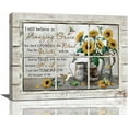 thumbnail image 1 of Farmhouse Christian Wall Art Rustic Sunflower Pictures Wall Decor Country Scripture Painting Bible Verse Religious Amazing Grace Canvas Prints Modern Framed Home Decor for Bathroom Bedroom 16"x12", 1 of 6