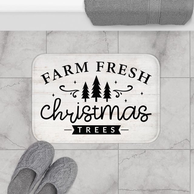 Farmhouse Christmas Bath Mat, Cute Memory Foam Bath Mat Farmhouse Decor
