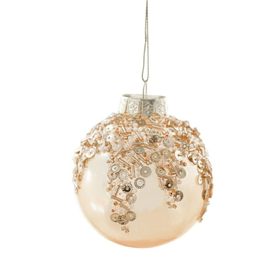 Farmhouse Christmas Ornaments Set - 5PCS 80mm Shatterproof Ball Decorations, Large Clear Champagne Gold Hanging Balls for Xmas Tree, Rustic Holiday Home Decor and Party Supplies