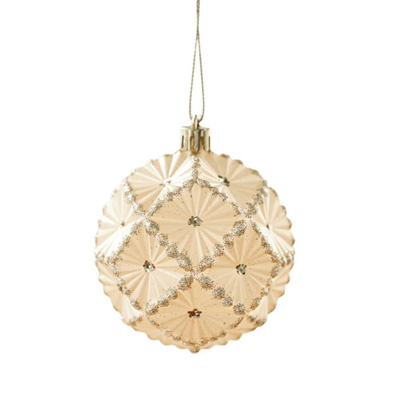 Farmhouse Christmas Ornaments Set - 5PCS 80mm Shatterproof Ball Decorations, Large Clear Champagne Gold Hanging Balls for Xmas Tree, Rustic Holiday Home Decor and Party Supplies