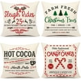thumbnail image 1 of Farmhouse Christmas Pillow Covers 18x18 Set of 4 Winter Holiday Decorations Xmas Rustic Throw Cushion Case for Sofa Couch Home Decor (Sleigh Rides, Farm Fresh Tree, Cocoa, Candy Canes), 1 of 6