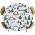 thumbnail image 1 of Farmhouse Christmas Round Tablecloth 45-54 Inch Round Fitted Table Cloth with Elastic Edge, Green Xmas Tree Snowflake Waterproof Table Cover Protector for Outdoor Picnic Party Dining, 1 of 6