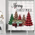 thumbnail image 1 of Farmhouse Christmas Shower Curtain, RV in Buffalo Plaid Check Pine Trees On Rustic Wood Bathroom Accessory, Merry Christmas Holiday Bath Curtain Set, 1 of 4