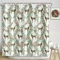 thumbnail image 1 of Farmhouse Christmas Shower Curtain Woodland Deer Pine Tree Branches Bathroom Decor Hunting Lodge Cabin Bath Curtain Rustic Winter Holiday Hooks Included 72X72IN, 1 of 6
