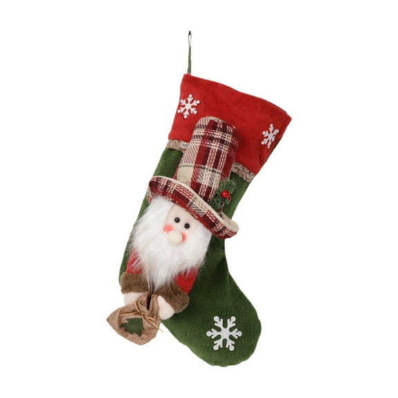 Farmhouse Christmas Socks Decorations, 16 inch Babys First Christmas Stocking Vintage Xmas Stockings with 3D Hanging Santa Claus/Snowman/Reindeer for Home Decor,Santa Socks for Christmas Decorations