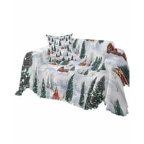 Farmhouse Christmas Sofa Couch Covers for Dogs, Washable Sofa Throw Cover Single Slipcovers for Armchair with Tassels, Green Xmas Tree Snowflake Couch Protector Towel Blanket M 71''x91''