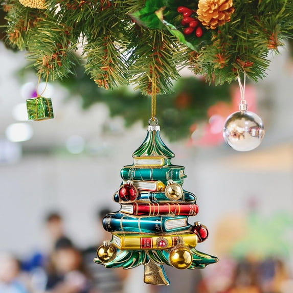 Farmhouse Christmas Tree Book Page Hanging Ornaments for Indoor and Outdoor Year Round Festive Party Craft