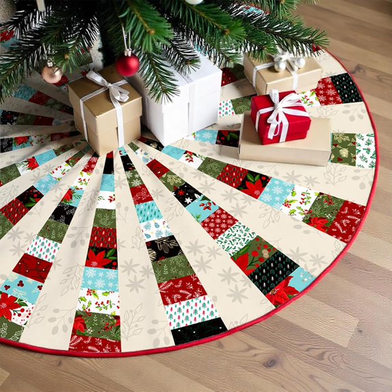 Farmhouse Christmas Tree Skirt Classic Decor Xmas Tree Mat Holiday Tree Ornaments Rustic Vintage Tree Skirts for New Year Festive Holiday Party Decorations 36" Fits Most Trees