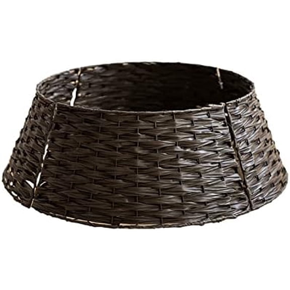 Farmhouse Christmas Trees Collar, Willow Trees Skirt Base Stand Alternative Trees Skirt Christmas Trees Ring, Handmade Artificial Rattan Wicker Christmas Stand[Brown-S]$$Home Decor, Kitchen, & Other