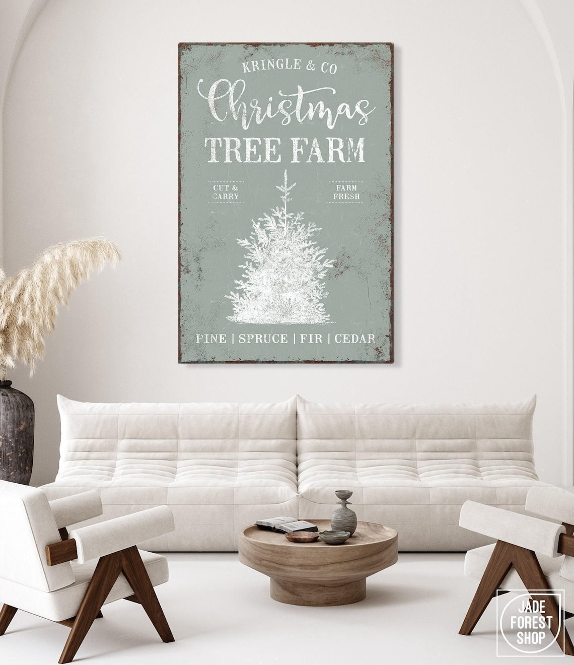Farmhouse Christmas Wall Art Vintage Tree Farm Art Paper Aluminum ...