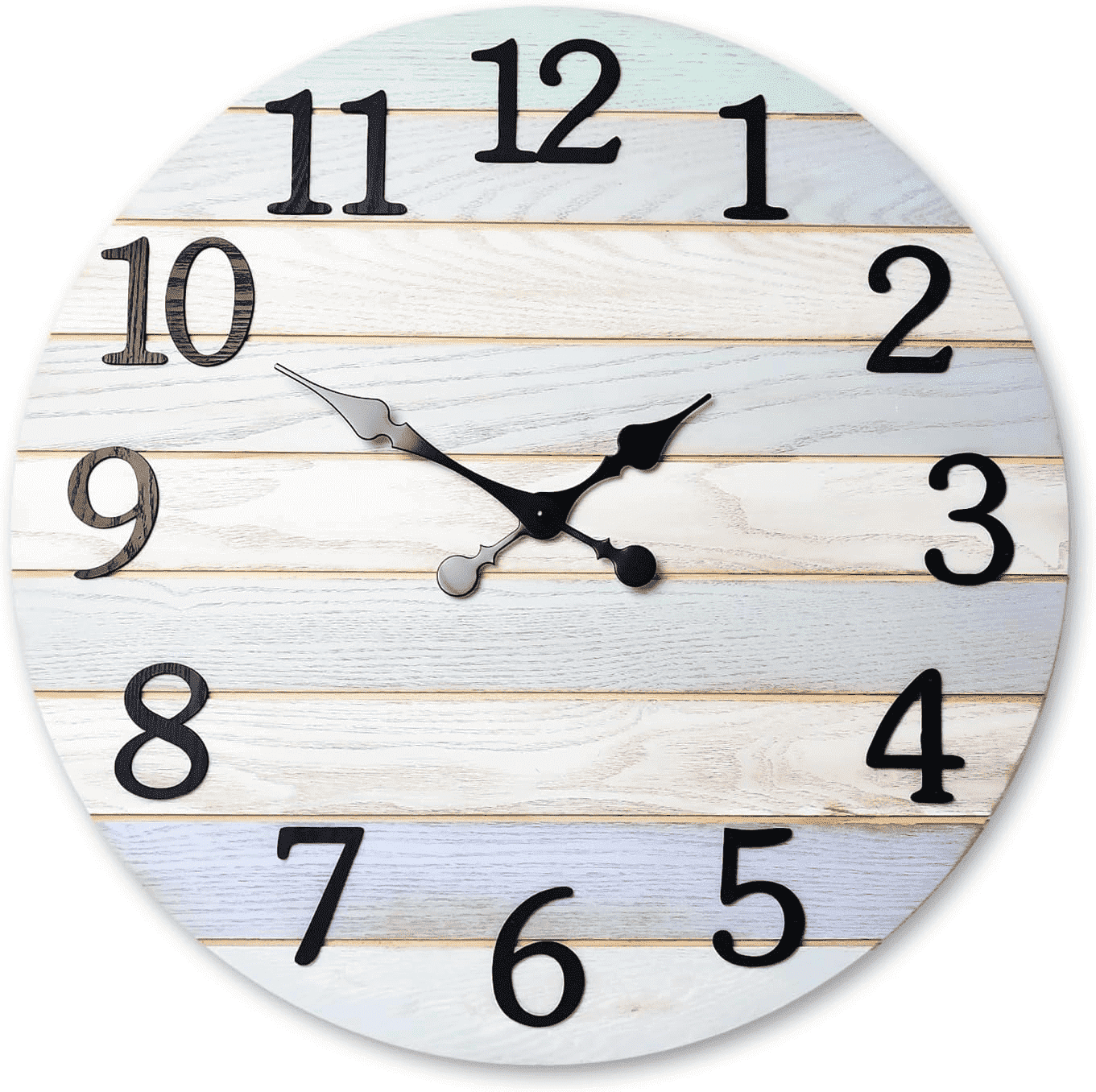 Farmhouse Clock for Office 24 Inch Round Solid Wood Wall Clocks Battery ...