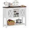 Farmhouse Coffee Bar Cabinet with Sliding Barn Doors, Wine Rack, Glass Holder, Adjustable Shelf, Sideboard Buffet for Kitchen, Dining Room, Entryway