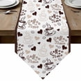 thumbnail image 1 of Farmhouse Coffee Cup Table Runner Linen Burlap Table Runner 72 Inches Long Vintage Coffee Beans Love Heart Dresser Scarves for Kitchen Island Coffee Dining Party Wedding Banquet Holiday Decor 14"x72", 1 of 8